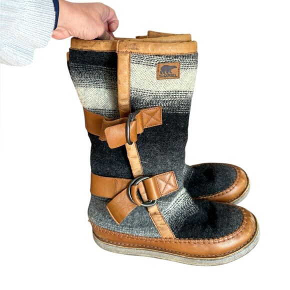 Sorel Chipahko Blanket Hawk Wool Winter Boots Leather Trim Womens Size 9.5 - Picture 6 of 10
